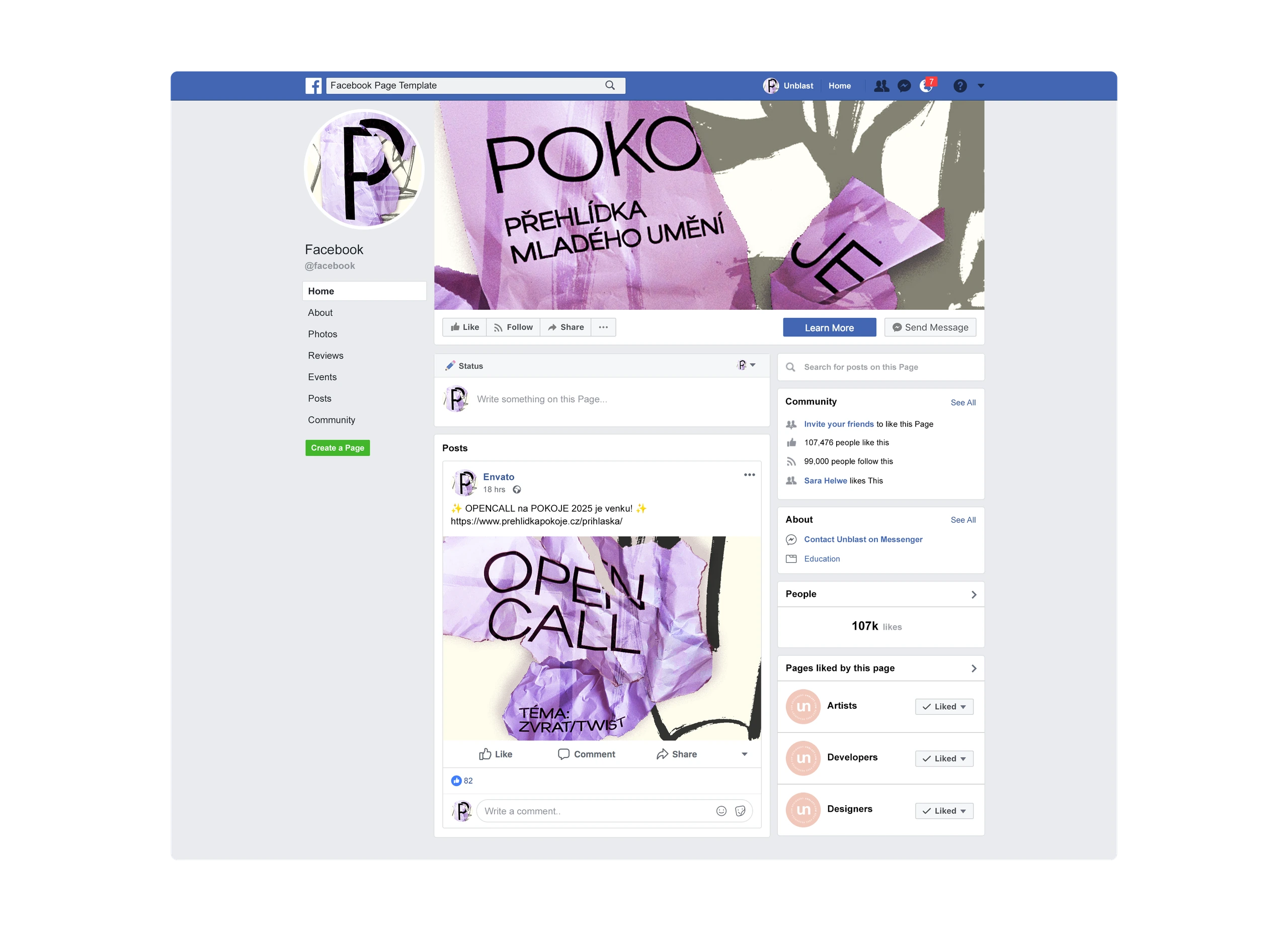 Facebook výstavy Pokoje